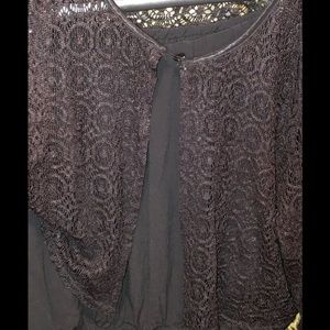 Black Lace size large Long sleeve one button shrug